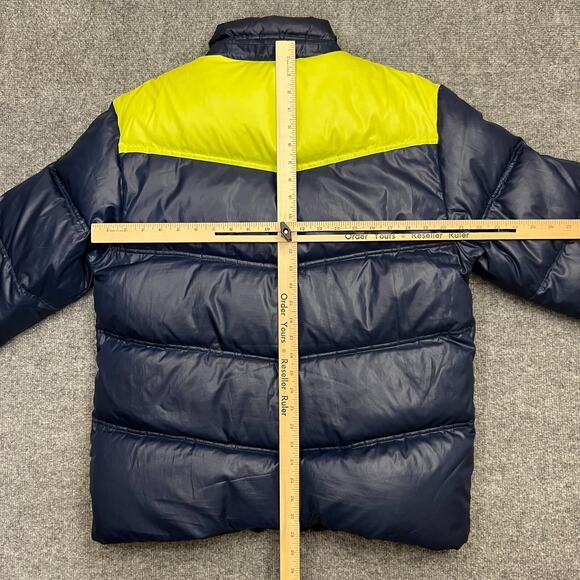 Adidas Puffer Jacket Men's L Blue Adiwarm Down Mock Neck Pockets Full Zip - Picture 11 of 13